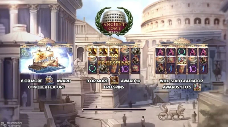 Ancient Rome Deluxe AI - ekrani kryesor i rrotullave dhe ndërfaqja